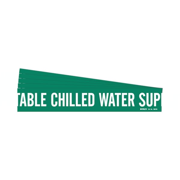 POTABLE CHILLED WATER SUPPLY Pipe Marker Style 1HV WT on GN 1 per Card, 5 PK